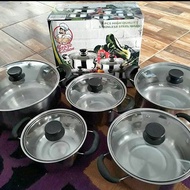 Panci NDO High pot stainless set 5 pc HC steamer tutup kaca / Panci Kitchen