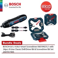 BOSCH GO 2 SOLO Smart Screwdriver - 06019H21L1 & 34pcs X-Line Drill Driver Bit Set - 2607017405 [Bun