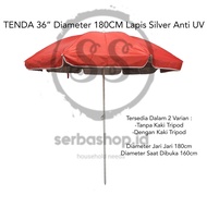Payung Tenda Pantai 36 inch Diameter 180 cm Payung Jualan Payung Besar  ANTI UV LAPIS SILVER High Quality
