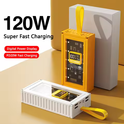 120W Super Fast Charge Power Bank 50000mAh Portable Charger for iPhone Samsung Xiaomi Huawei Powerba