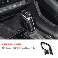 Car Gear Head Cover Sticker Real Carbon Fiber Decoration Decals For Hyundai Elantra N CN7 I30N kONA 