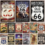 Vintage Historic Old Rout66 Tin Sign Metal Poster Wall Decor For Bar Restaurants Garage Workshop Caf