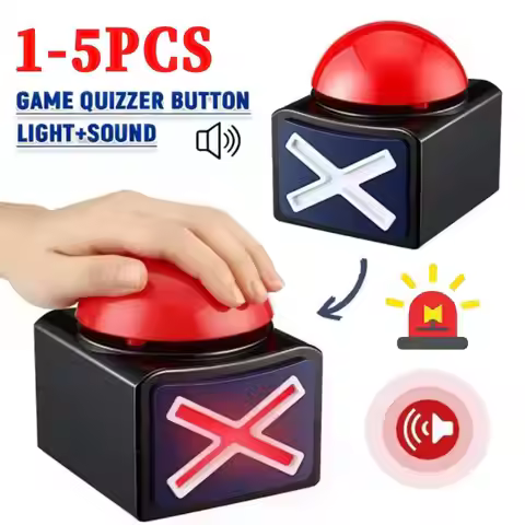 Game Buzzers with Sound 1-5 Pcs Buzzer Button with Lights, Game Show Buzzers for Family, Quiz Game B