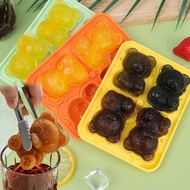 [ Featured ] 4-Grid Cold Drinks Tray - Ice Cake Mould - Bear Ice Ball Mold - Ice Box - Food Grade PP Material, Silicone, Odorproof, Dustproof, Reusable, Soft - Kitchen Supplies