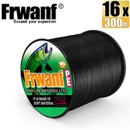 Frwanf 300M 16 Strands Braided Fishing Line X16 PE Line Hollow Flat Wires 20-500LB All Size Black Ca