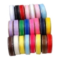 3/8 Inch (9mm / .9cm) PREMIUM Metallic Edge Grosgrain Ribbons PER 2 YARDS