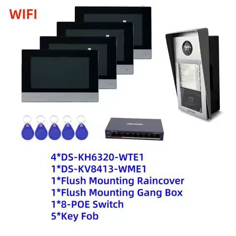 Hikvision DS-KV8413-WME1 Wireless IP Video Intercom System WIFI Door Station Doorbell DS-KH6320-WTE1
