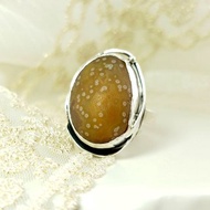 戒指 天然 花眼 戈壁瑪瑙 戈壁石 925銀 手工 銀戒 活動戒圍