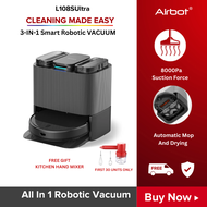 Airbot Robotic Vacuum L108S Pro Ultra 8000Pa Auto Washing Mop Auto Empty Dust Bin Hot Air Mop Drying Rotating Mop LiDar