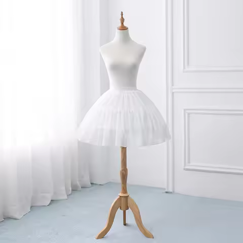 Women Girls Ruffled Short Petticoat Solid Fluffy Bubble Tutu Skirt Puffy Half Slip Prom Crinoline Un