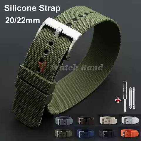New Sports Fashion One Piece Watch Strap 20mm 22mm Rubber Watch Band Wristband for Seiko Soft Silico