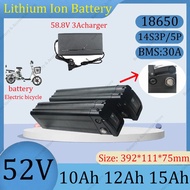 New 52V 10Ah 12Ah 15Ah lithium-ion battery 0-1400W large capacity DIY electric scooter rechargeable 