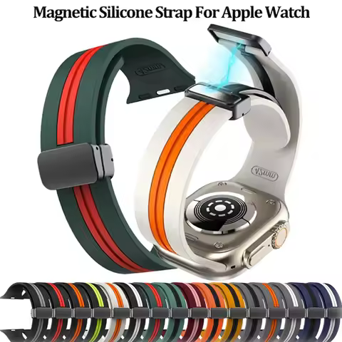 Magnetic Strap For Apple watch ultra 2 band 44mm 45mm 49mm 40mm 41mm 42mm 38mm 45 mm Silicone Bracel