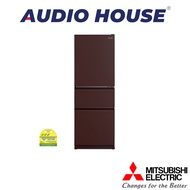 MITSUBISHI MR-CGX46EX-GBR-P  363L 3 DOOR FRIDGE  GLASS BROWN  3 TICKS  W600xH1820xD660MM  1 YEAR WAR