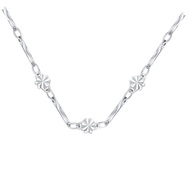 Adjustable Flower Necklace Chain 999 Solid Four-Leaf Clover Melon Seed Chain Necklace with Silver Le