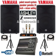 NEW Paket Sound System Speaker Yamaha 15 Inch + Mixer Ashley Original