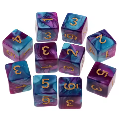 10pcs D6 Polyhedral 16mm Dice Set Double Colors Six Sided Dice Translucent Colors Dice 7-die Semi-tr