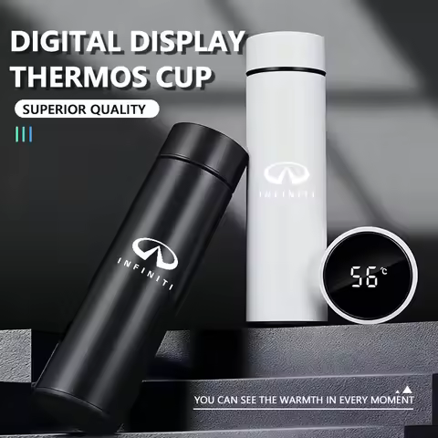 Car Logo Temperature Display Thermos Cup Outdoor Office Portable Mug For Infiniti FX35 Q30 G37 QX70 