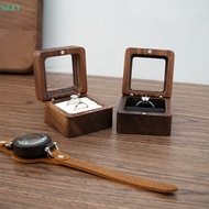 【SE】 Jewelry Box Walnut Solid Wood Wedding Ring Box Small Jewelry Storage Table Top 【XY】