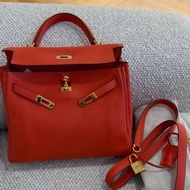 Hermes 愛馬仕 Kelly25 蕃茄紅 s皮 金扣 t刻