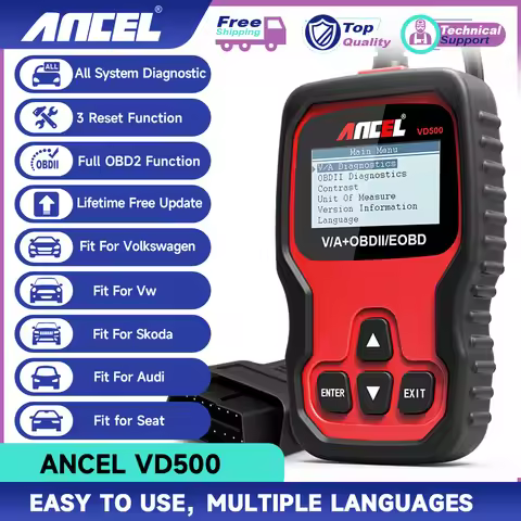 Ancel VD500 OBD2 Scanner for Volkswagen VW Audi Skoda Seat Diagnostic Tool Check Engine EPB ABS SRS 