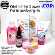 Paket Glowing Fair &amp; Lovely  4in1 / Facial Foam  BPOM/ Cream Siang Dan Malam / Serum / Toner Fair &amp; Lovely