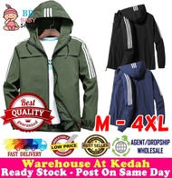 Korean Fashion Men Bomber Jacket Waterproof Slim Fit Hooded Windproof Outdoor Coat Jaket Viral Lelaki Ready Stock 531196