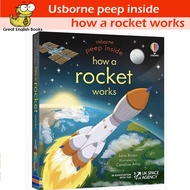 (In Stock)  พร้อมส่ง   หนังสือบอร์ดบุ๊ค Usborne Peep Inside how a rocket works  หนังสือเด็กภาษาอังกฤษ by Great English Books