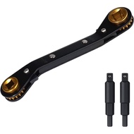 Set Kunci Servis HVAC, Kunci Ratchet Lengkung (1/4", 3/8", 3/16", 5/16") dengan 2 Penukar Kunci Hex,