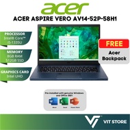 Acer Aspire Vero AV14-52P-58H1 / AV14-52P-5915 Laptop Intel i5-1335U 8GB 512GB Intel UHD 14" FHD W11