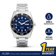 Jam Tangan Pria Alba Automatic AL4333 Blue Dial Stainless Steel Original