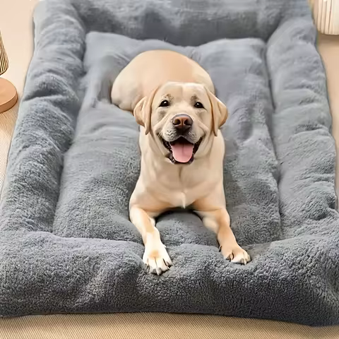 Large Plush Dog Bed Sofa Thickened Super Soft Polyester Pet Mat Dog Crate Mat Bed For Small Medium L