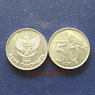 koin kuno 50 rupiah 2002 Indonesia uang lama burung kepodang