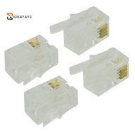 RJ9 4P4C Plug Phone Jack Connector 100 Pieces, Transparent