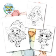 [TVX-02] Set Of 20 Coloring Pictures For Girls Size A5 Sharp Printing 200gsm Thick Paper Using Multi-Coloring Materials
