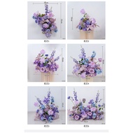 Dreamy purple decorative artificial flower balls, floral art, country-style scene photography, store