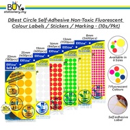 DBest Circle Self Adhesive Sticker Label Marking Fluorescent Colour Dot Sticker Non Toxic -(10s/Pkt)