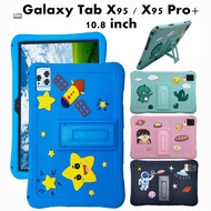 for Galaxy Tab X95 / X95 Pro+ 10.8 inch Case Cartoon Shockproof Soft Silicone Protective Sleeve Stan