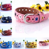 Children's PU leather belt with hollowed-out floral pattern, suitable for children/boys. QQQ5