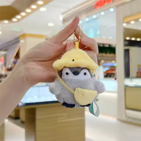 Cartoon Tourist Hat Penguin Keychain Cute Penguin Plush Key Ring For Girls Gifts Creative School Bag
