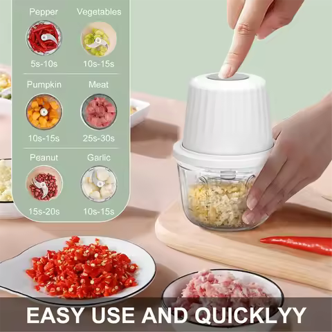 Better Quality 400ML Electric Garlic Chopper, 6 Blades Garlic Grinder Mini Vegetable Chopper, USB Po