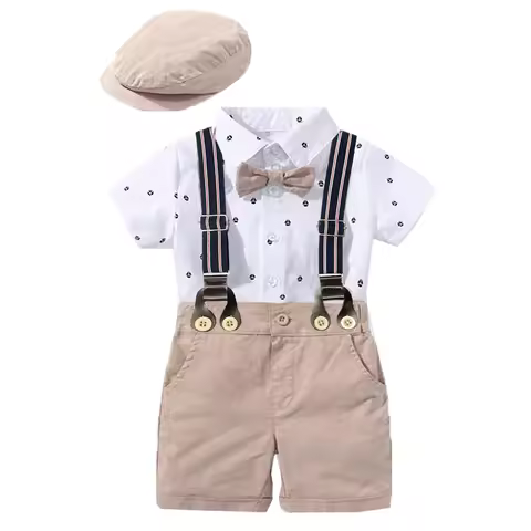 Hot Baby Boy Clothing Suit Newborn Handsome Romper Bow Set Birthday Festival Gift Jumpsuit Hat Toddl