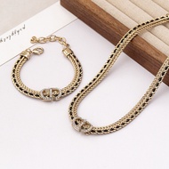 26 Years D Home Pearl Letter Necklace Diamond Leather Rope Light Luxury Simple Fashion Necklace Fema
