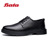 Bata รองเท้าหนังแท้สำหรับผู้ชาย,รองเท้าหนังลำลองอเนกประสงค์รองเท้าหนังทางการสไตล์อังกฤษใหม่2024