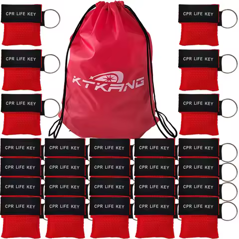 50Pcs/Lot CPR Manual Resuscitator CPR Protection Face Shield With Keychain Key Ring For First Aid Em