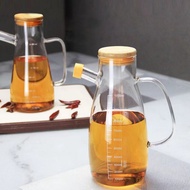 1000ML Bamboo Glass Oil Jar Bottle Kitchen Canister High Borosilicate Cooking Oil Storage Organizer 