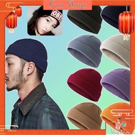 Streetwear Unisex Knitted Beanie Hat Skullcap Hat Binnie Cap Roll Up Edge Trendy Cap 潮流棉织冷帽