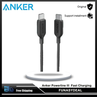 Anker สายไฟ60W Powerline III USB-C ไปยัง USB-C สายชาร์จเร็ว (6ฟุต) 60วัตต์พลังงานจัดส่ง PD ชาร์จสำหรับ Apple MacBook iPad Pro 2020 Samsung Galaxy S10 Plus