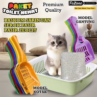 3-in-1 Economical Cat Litter Box with Zeolite Sand Scoop 800g FEZONE