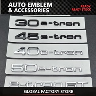 3D ABS Logo 30 40 45 50 E-tron GT Letters Sticker Car Rear Trunk Emblem Badge For Audi A3 SQ6 Q5 Q6 